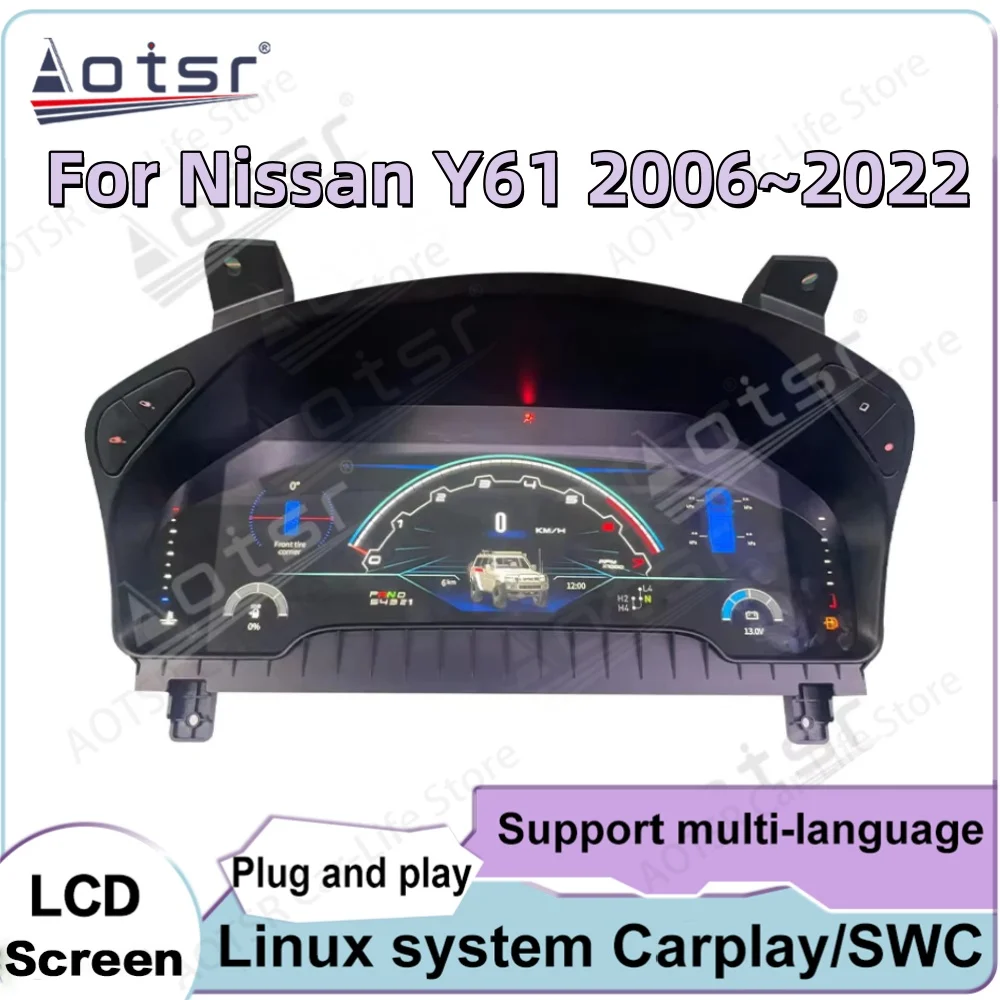 

For Nissan Y61 2006~2022 Linux system 12.3 Inch Carplay Digital Performance Display Dashboard Speed Table Car Virtual Informati