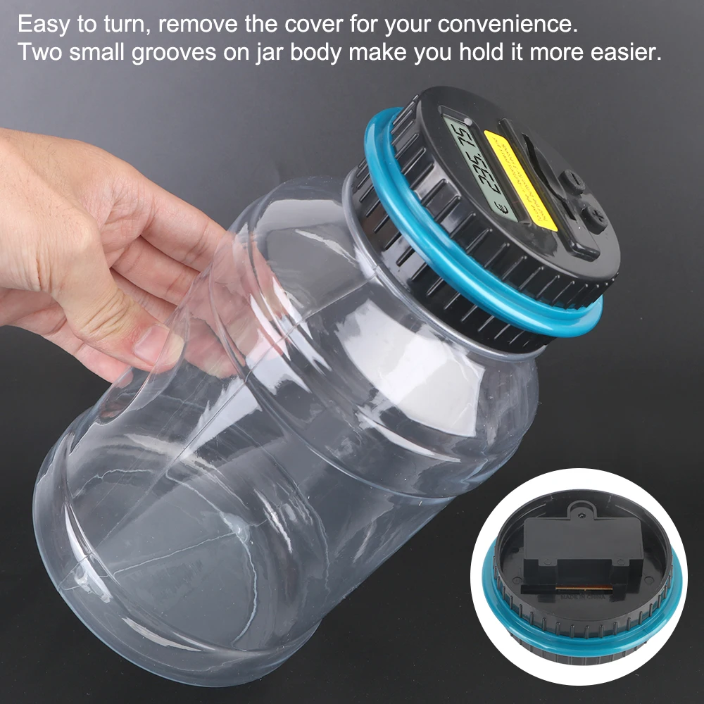 الرقمية LCD العد الإلكترونية العد حصالة على شكل حيوان للدولار الأمريكي اليورو جنيه المال عملة توفير المال صندوق جرة سعة كبيرة #6