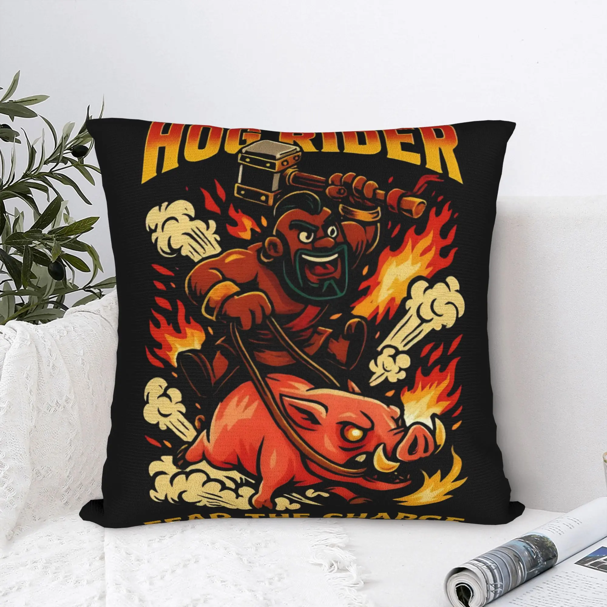 Hog Rider Clashes Royaleds المخدة غطاء وسادة مطبوعة غطاء وسادة رمية مزخرفة غطاء غرفة المعيشة مربع 45X45cm