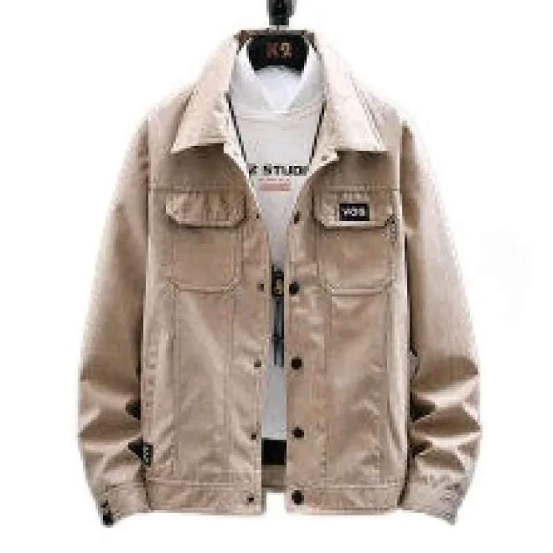 

Men's outerwear Spring and Autumn 2023 new trend men's ball shaped upper garment casual lapel work denim jacket