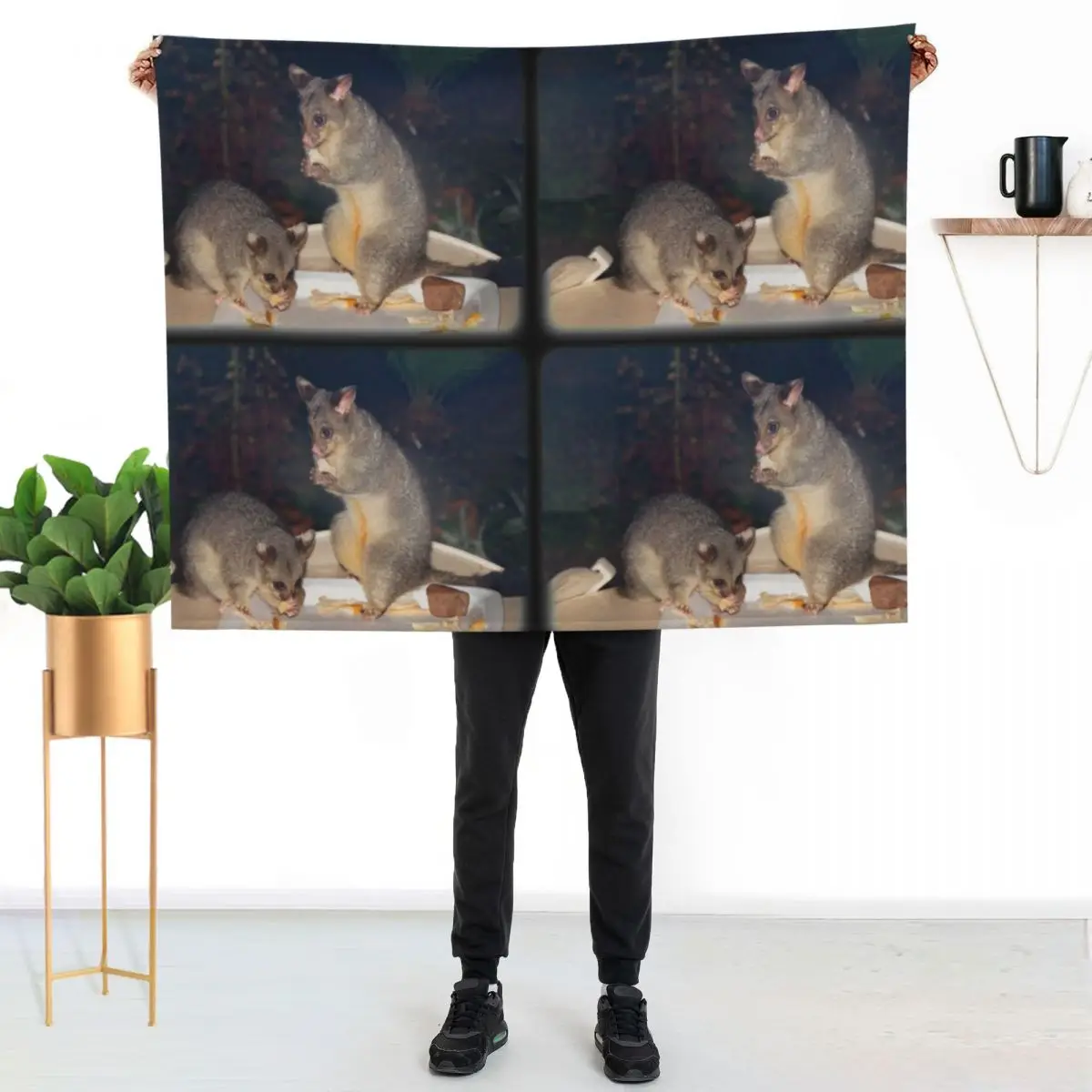 Australian Brushtail Possum and Joey Throw Blanket valentine gift ideas Bed Nap Bed linens Heavy Hairy Blankets
