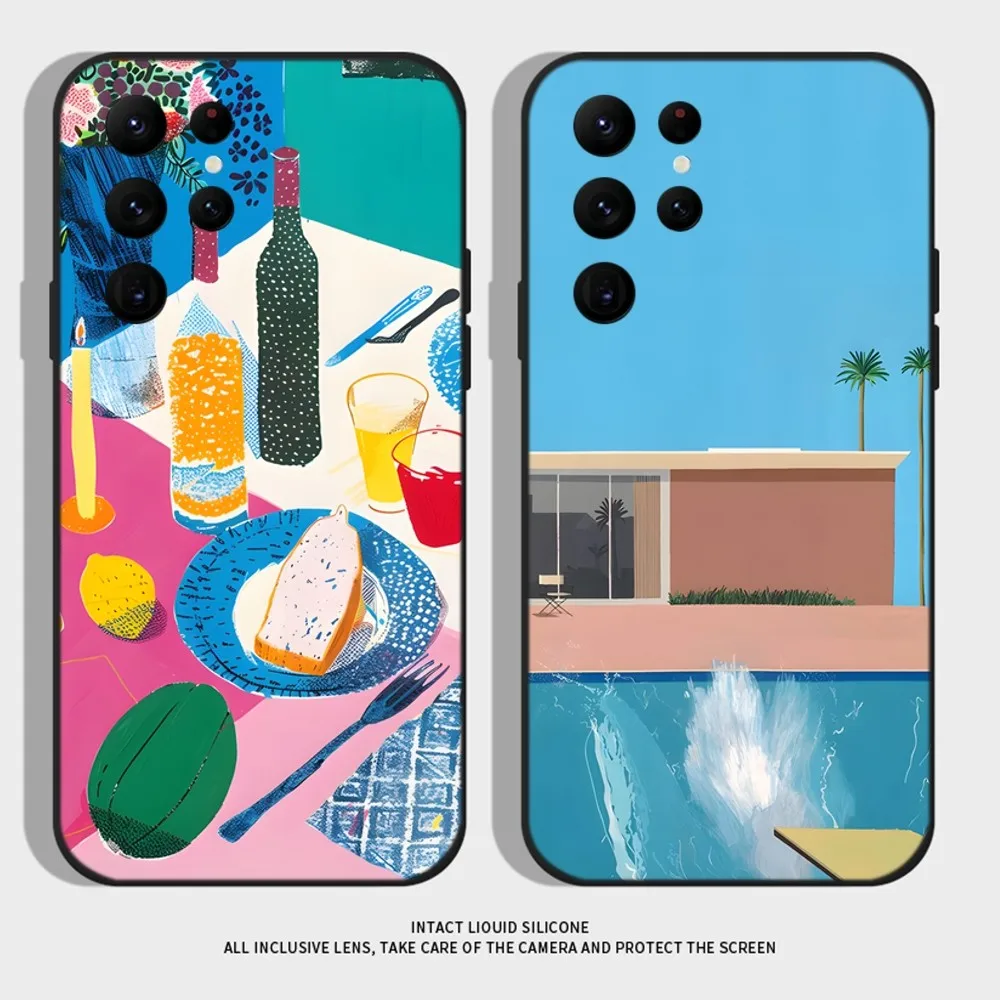 Art D-David  Hockney Paintings Phone Case For Samsung S24,S22 Ultra,S20,S30 plus,S22 plus,S23,S30 ultra 5G Silicone Cover