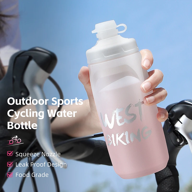 WEST BIKING 620ml PP Food Grade Water Bottle Flip Dust Cover Squeeze Sports Water Cup Gradient Color Bicycle Leak-proof Kettle