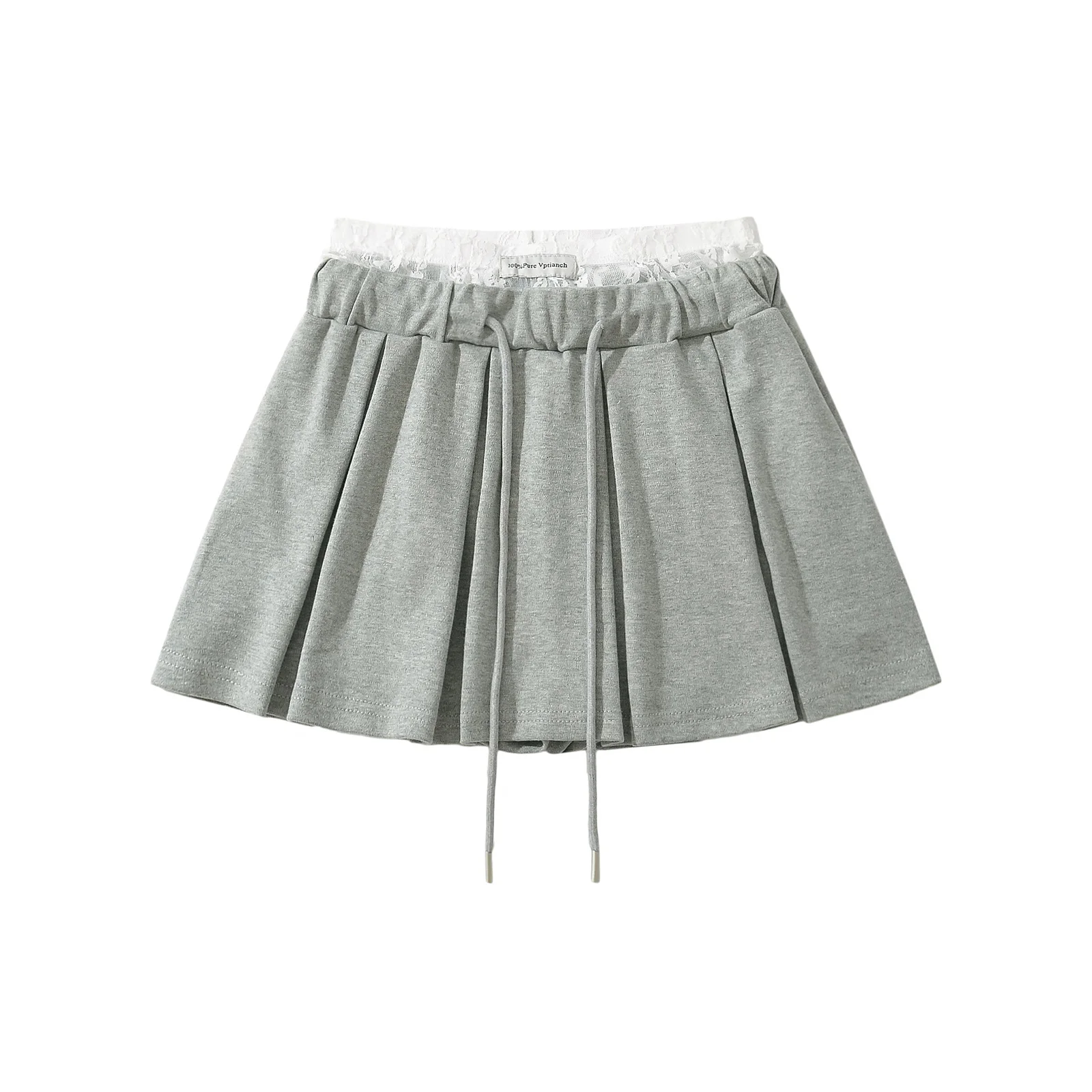 Pure Desire Lace Splice Double Waist Sexy Sport A-Line  Skirt Anti-Light Women's High Waist ort Skirt Sexy Sle Pleate...