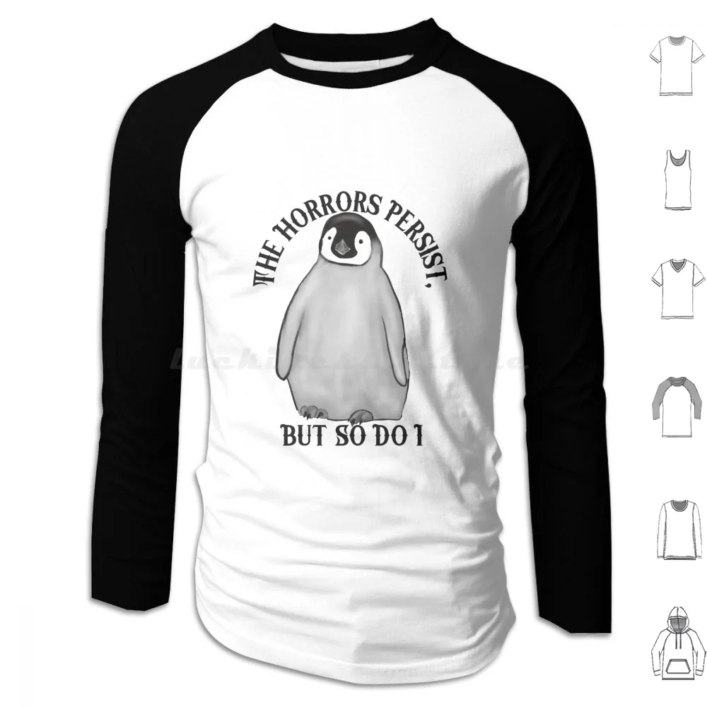 Pingouin les horreurs persistes mais donc faire je sweats à capuche à manches longues pingouin mignon pingouin Animal Illustration noir et blanc