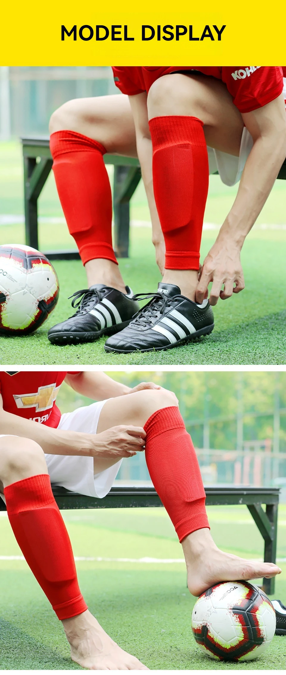 Loogdeel Professionelle, hochwertige Fußballsocken, atmungsaktive Wadenkompressionshülse für Männer, Kinder, Laufen, Fußball, Basketball – Detail 5