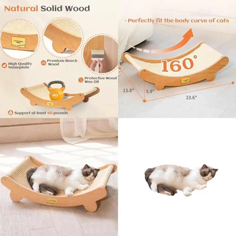 

Большая натуральная сизалевая когтеточка с гамаком для домашних кошек - деревянная мебель для кошек