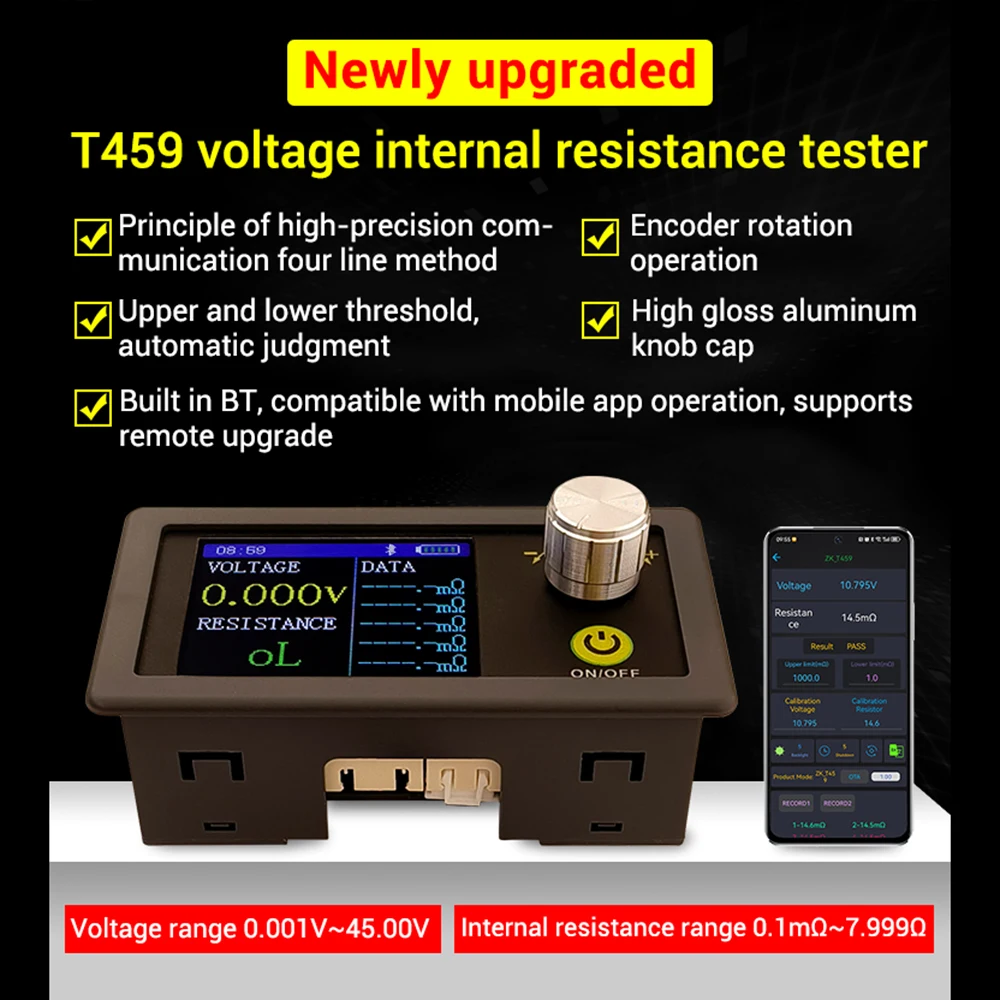 VR452 DC 4-12V Lithium Battery Internal Resistance Tester 4-Wire 0.56-inch Dual LED Digital Voltage Internal Resistance Meter