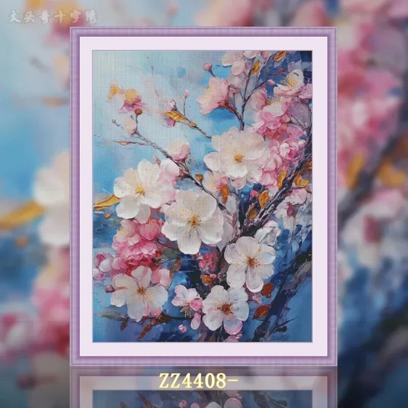 [ZZ4408-Burning Qihua] Stamped Cross Stitch Kit 14CT 16CT Pre Printed Canvas Cotton Thread Embroidery Needlework Home Wall Decor
