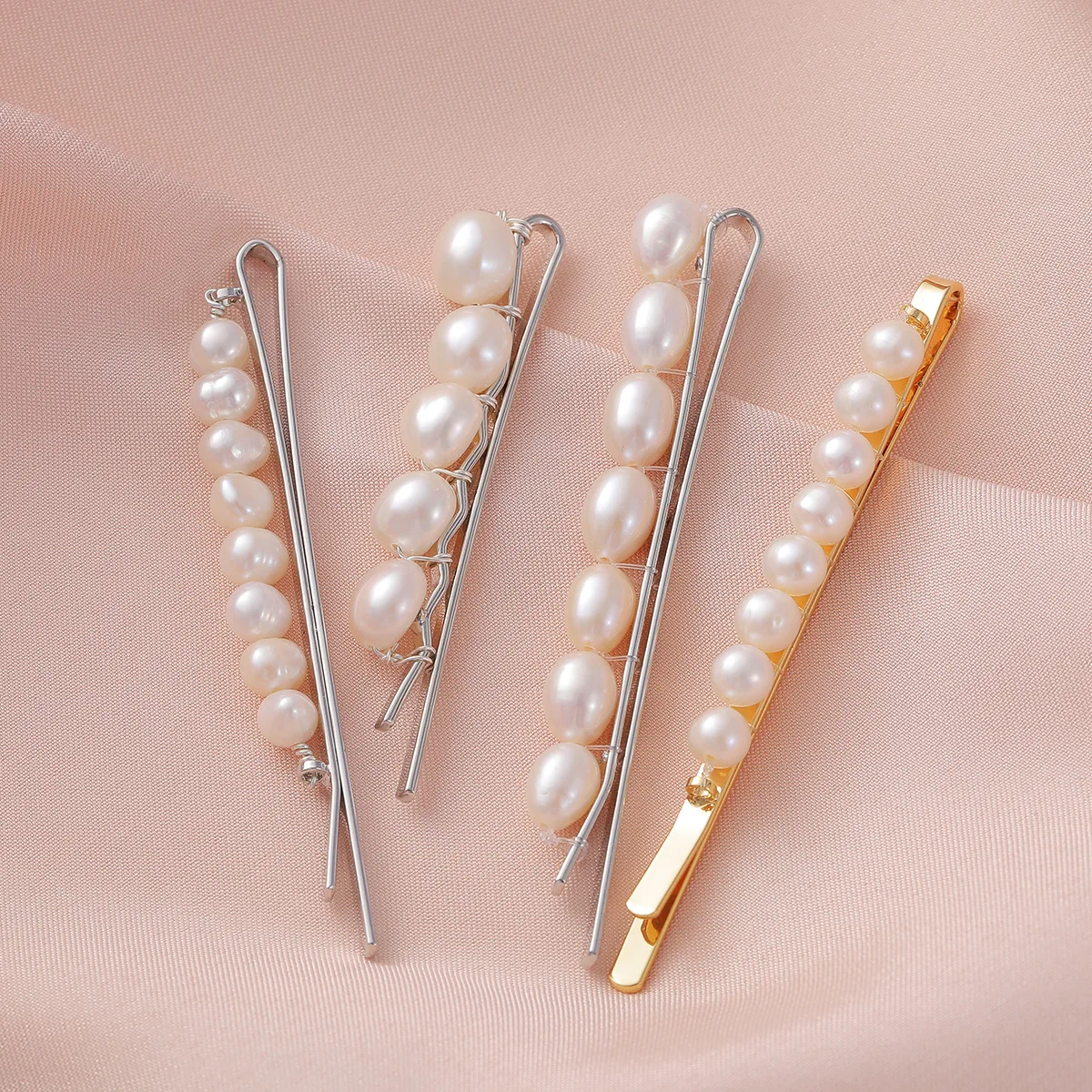 SLBRIDAL Trendige Funkelnde Blumen-Süßwasserperlen Mädchen Haarspangen Barrettes Damen CZ Bobby Pins Haarklammern Haaraccessoires – Detail 2
