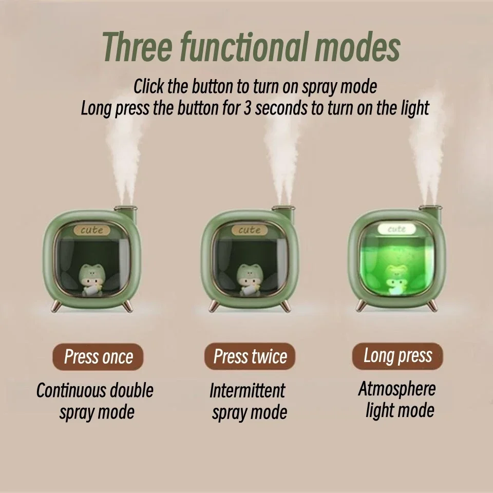 500 مللي المحمولة المزدوج فوهة الهواء المرطب USB شحن 1200 مللي أمبير بطارية لاسلكية بالموجات فوق الصوتية الناشر سيارة صغيرة المرطب