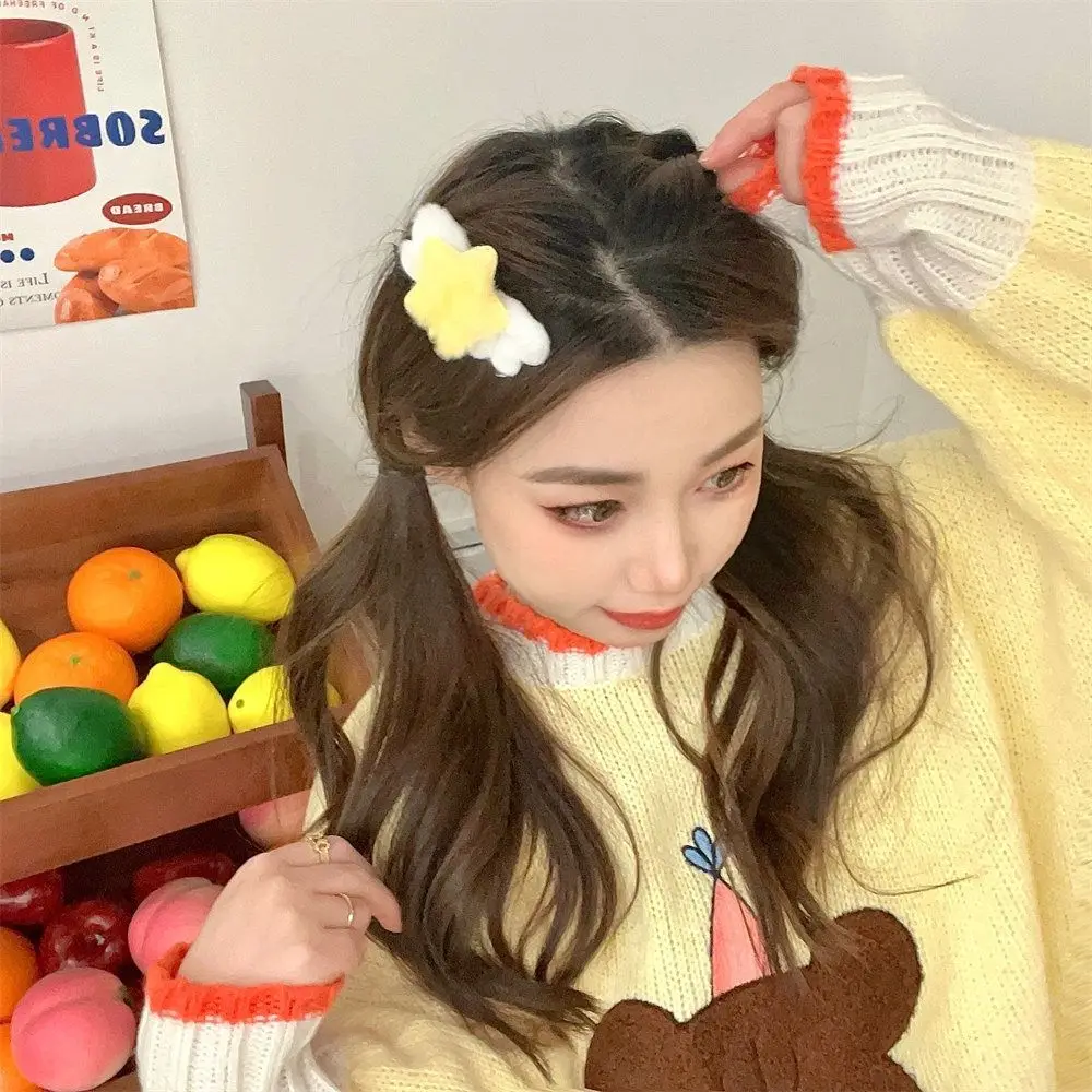 

Милые минималистичные стильные плюшевые заколки для волос со звездами, аксессуары для волос, головной убор, плюшевые заколки BB, орнамент, милые пушистые заколки для женщин