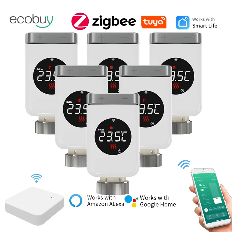 Tuya Smart Home Zigbee 3.0 Thermostatic Valve Radiator Zigbee Thermostat Radiator Zigbee Thermostatic Valve Alexa Google Home