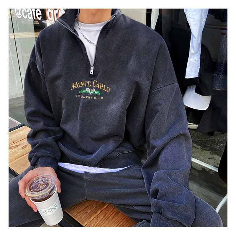 Letter Zipper Men\'s Sweatshirt Everyday Outdoor Casual Super Loose Hoodie Autumn / Winter Youth Fashion Oversized Hoodie T-shirt