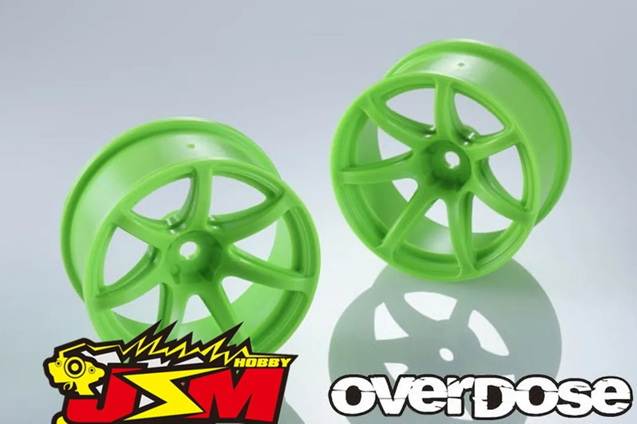 OD2724B OVERDOSE R-SPEC WORK EMOTION T7R RC Drift Wheel Hub Fluorescent Green Offset 7mm