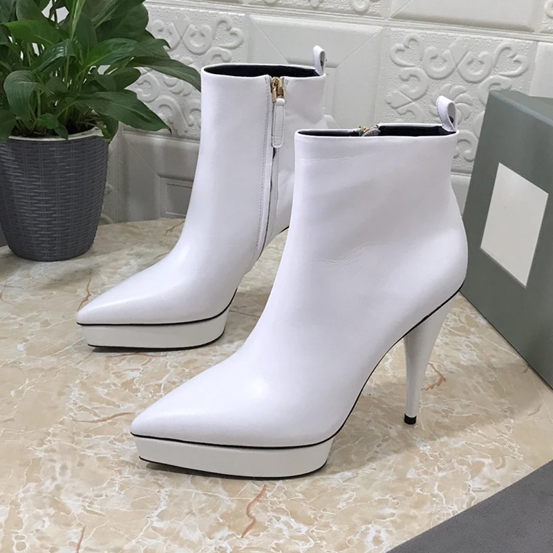 New Woman High-heeled Shoes Ultra high heel design 12cm Women's boots leather material Fashion boots