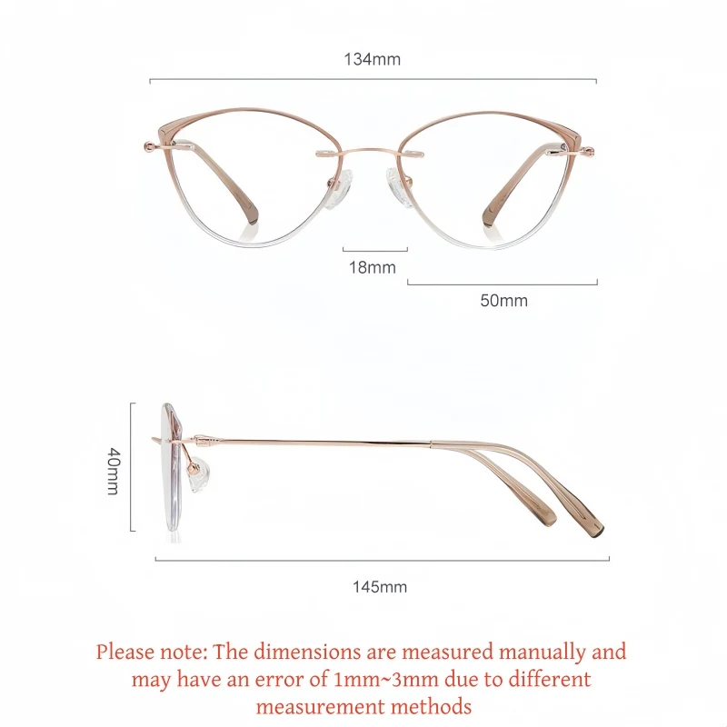 TFTB Fashion Trend Titanium Alloy Women Cat Eyes Rimless Optical Prescription Glasses Retro Exquisite Elegant Recipe Eyeglasses - view 2
