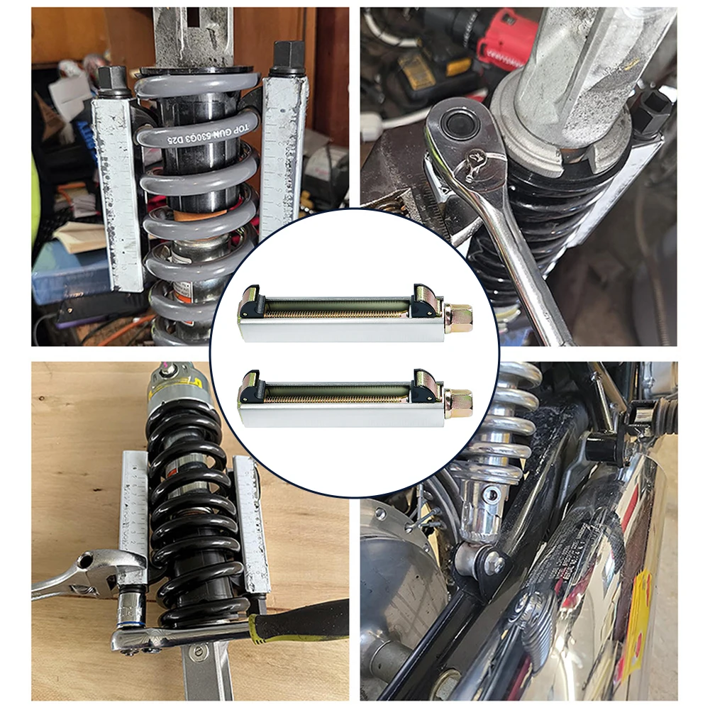 Motorcycle Coil Spring Compression Tool Set 2 Pieces for Suspension Maintenance Alloy Construction with Easy Operation