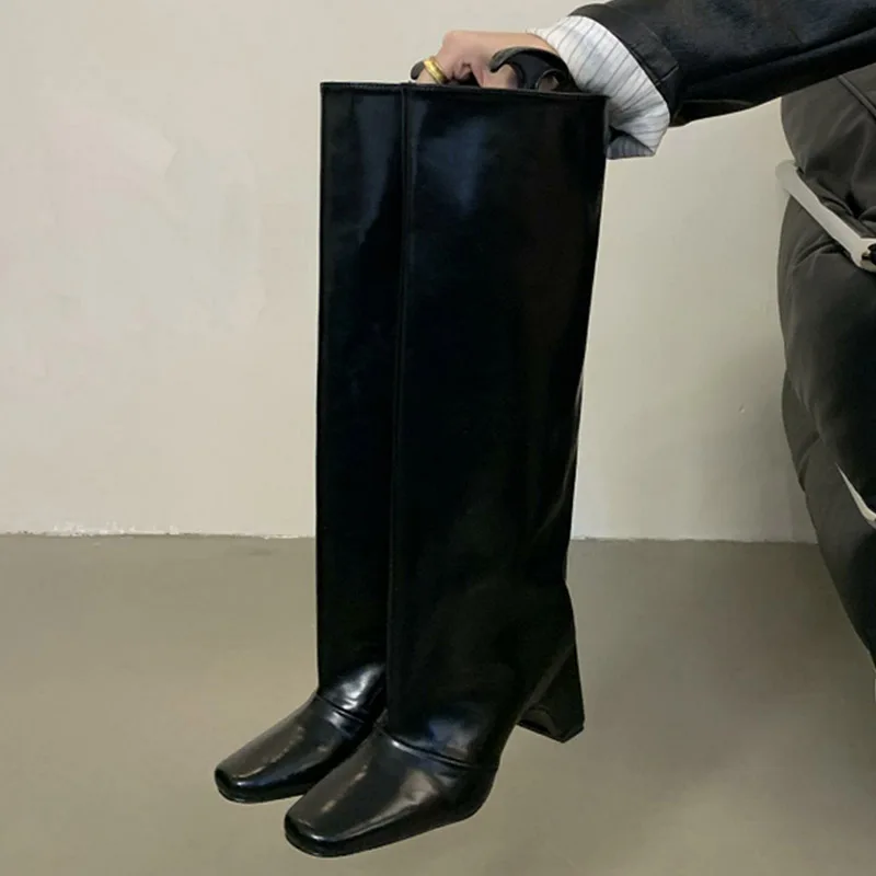 Eilyken Winter Street Style Square Heels Women Knee-High Boots Fashion Cool Long Modern Booties Designer Shoes Zapatos De Mujer