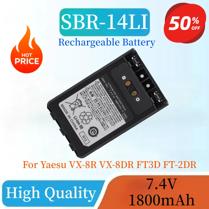 

New High Quality SBR-14LI Rechargeable Battery 7.4V 1800mAh 13.32Wh for Yaesu VX-8R VX-8GR VX-8DR FT3D FT-2DR Radio FNB-102LI