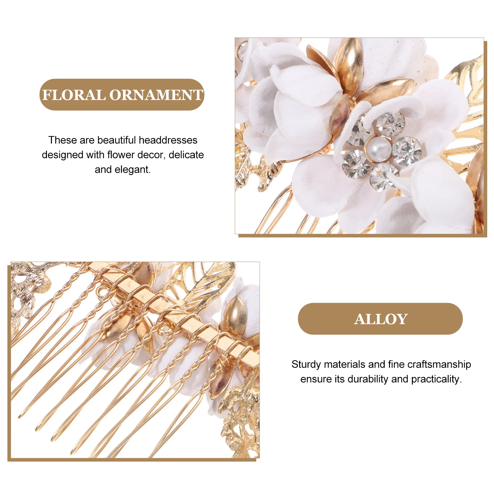

4 Pcs Bridal Headwear Flower Hair Pins for Wedding Bride Stick Accessories Floral Headpieces Hairpins Set