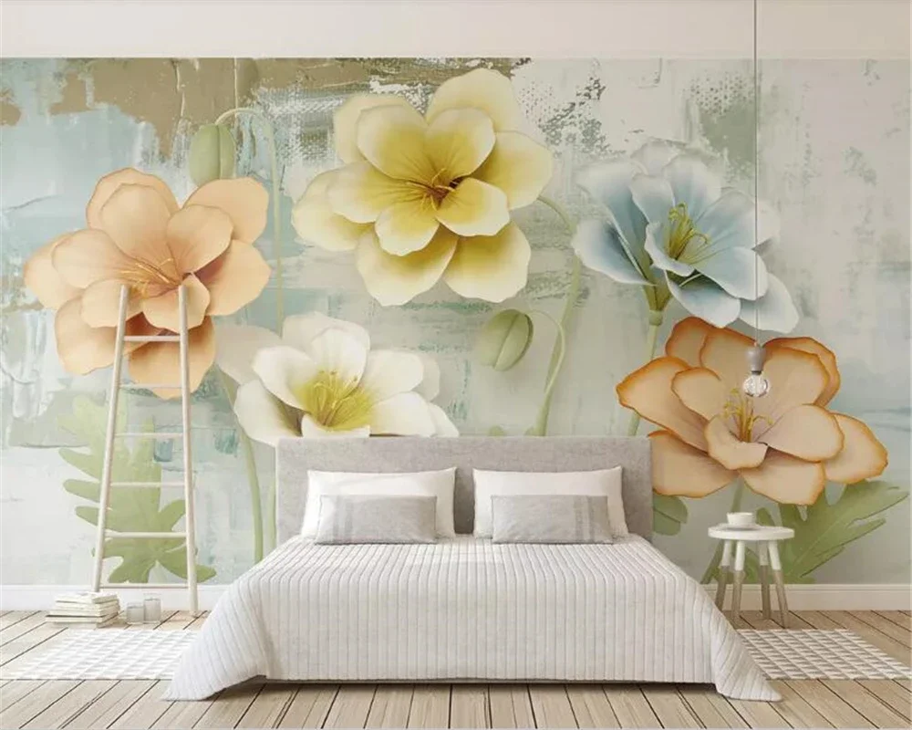 

custom made individuality wallpaper watercolor hand painted style Purple flower TV background wall decorate 3d wallpaper mural