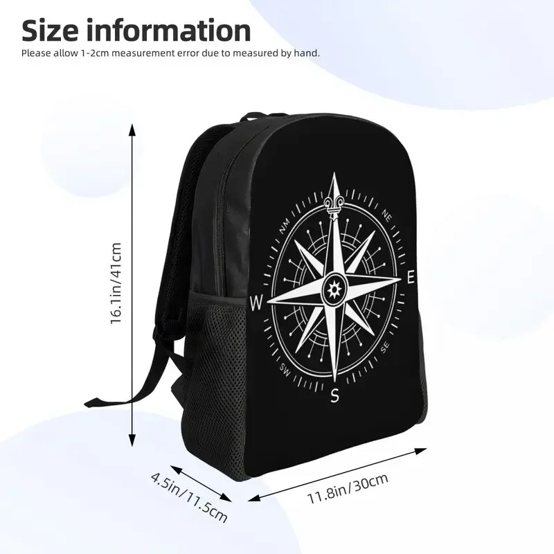 Personalized Vintage Nautical Compass Backpacks Women Men Casual Bookbag for College School Captain Anchor Boat Bags