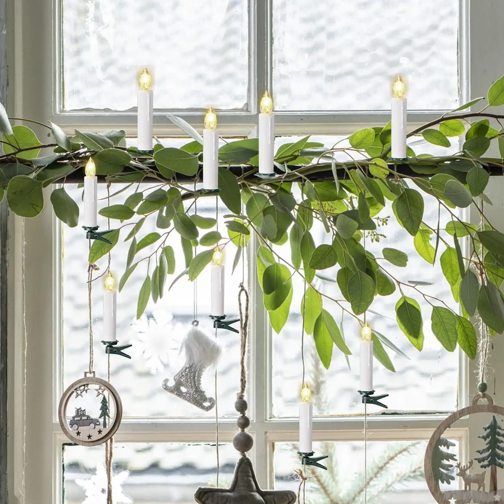 

Беспламенные светодиодные конические свечи Рождественская елка Электрические свечи Мини-конические зажимы с дистанционным таймером для праздника