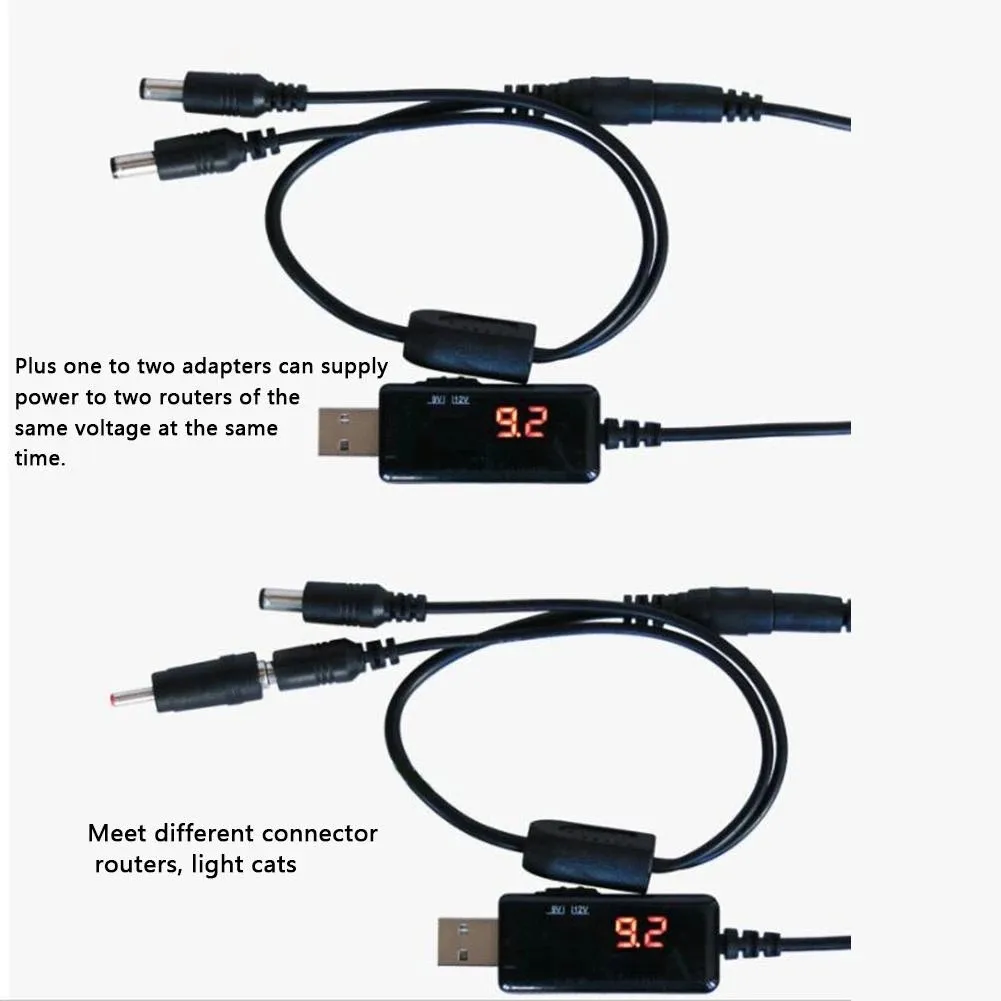 USB DC For Boost Converter 5V Input Generates 9V or 12V Output with Onboard Selector Switch and LED Display for Router Backup