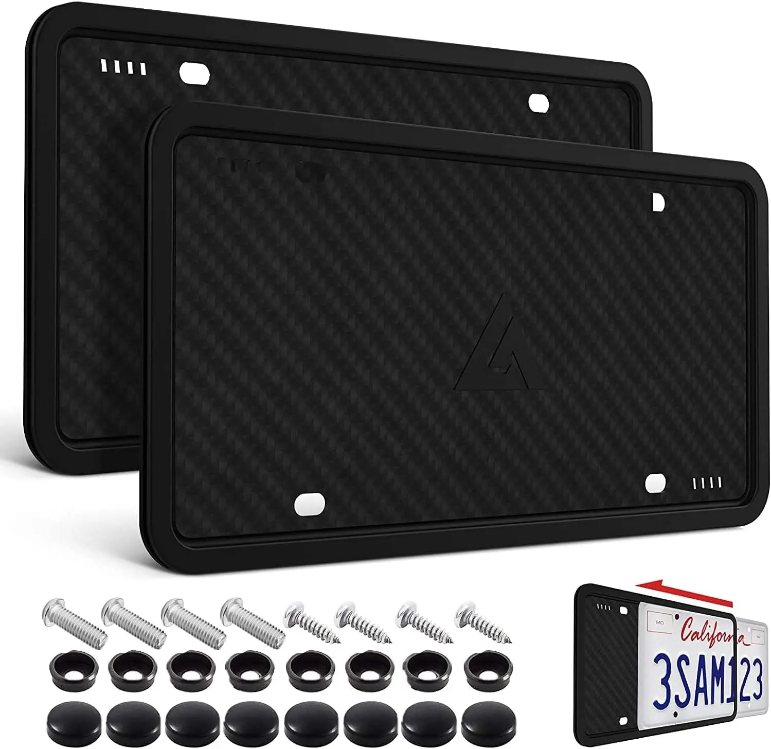 

2-Pack Black Side-Opening License Plate Frames with Easy Installation, Rustproof & Weatherproof Universal Holder
