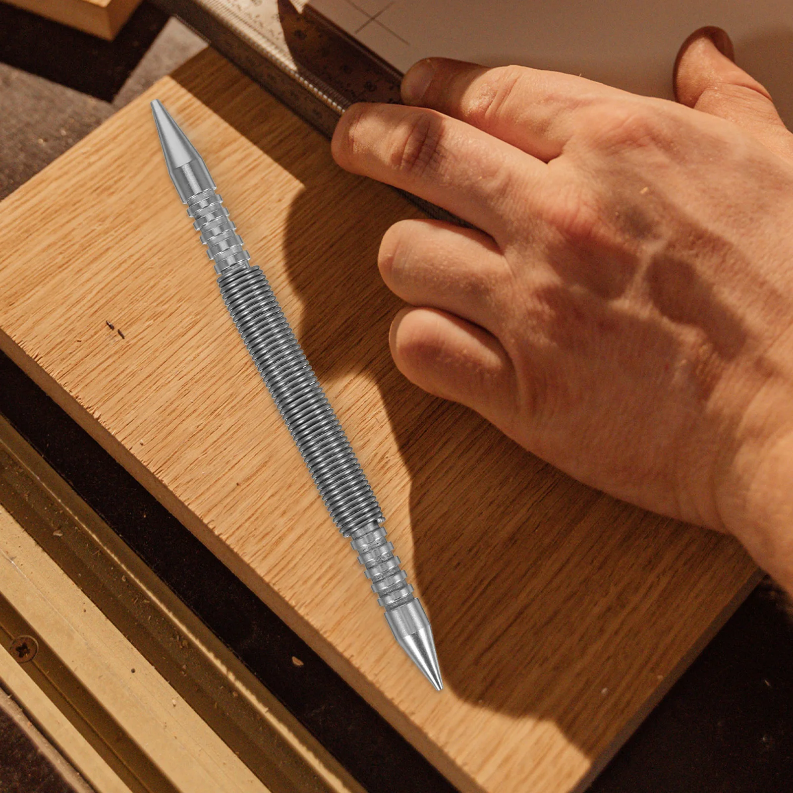 Spring Nail Punch Steel Setter Tool with High Hardness Wear Resistance for Small Space Carpentry Work Nail Set Pin Punch