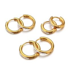 10pcs PVD Gold Color Stainless Steel 8mm 10mm 12mm Zircon Hoop Earrings Women Punk Hiphop Gifts Fashion Jewelry Huggie Wholesale