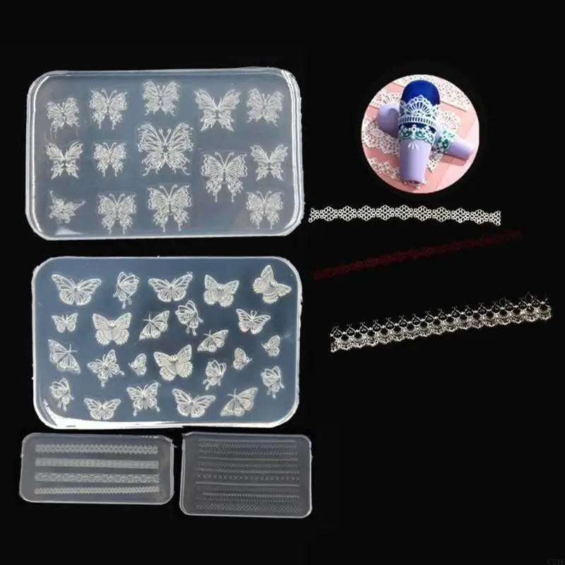 Beautiful Art Silicone Mold Assort Designs Art Tools Carving Mold for Manicure Professional Nailing Accessory