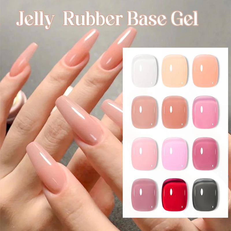 

Mtssii 7ml Jelly Nude Rubber Base Gel Black Crystal Translucent Color Construction Gel Semi Permanent Soak Off UV LED Varnish