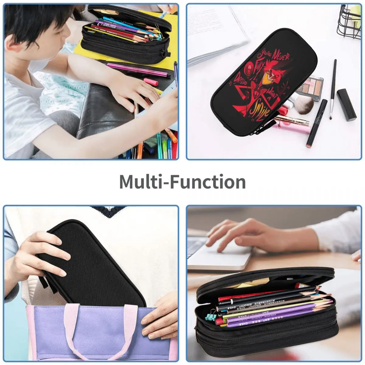 Hazbin hotel astor Vaggie Pencil Cases Black Comedy Pen Bag Girls Boys Big Capacity Office Gift Pencil Box