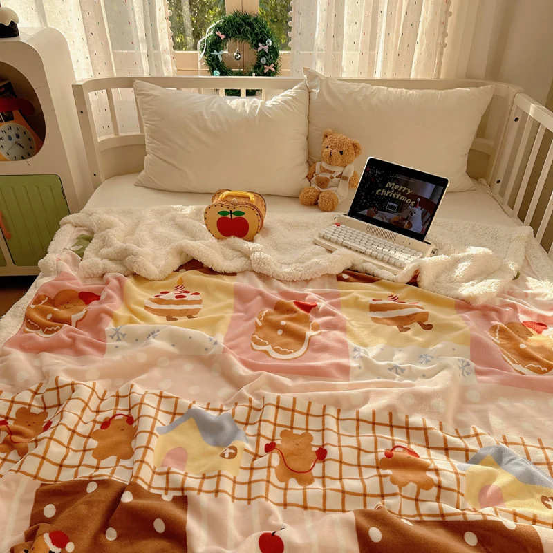 

Christmas Thickened Sofa Blanket Lamb Fleece Multifunctional Blanket Cartoon Milk Fleece Nap Blanket