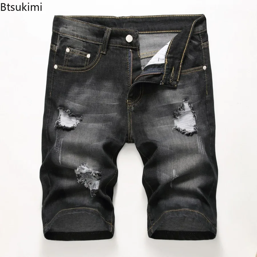 Short en jean slim pour homme, style rétro, hip hop classique, grande taille 28-42, été