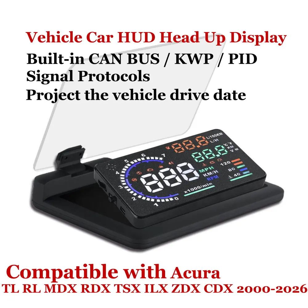 Car HUD Head Up Display LED Windshield Projection For Acura TL RL MDX RDX TSX ILX ZDX CDX 2000-2026