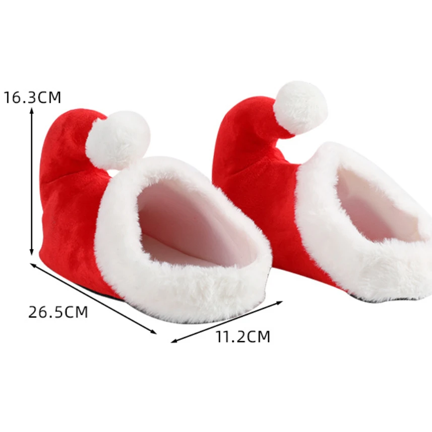 1-2 paia di pantofole natalizie in cotone simpatico cartone animato rosso scarpe da elfo di Babbo Natale divertimento vestire decorazioni per la casa per le vacanze all'ingrosso
