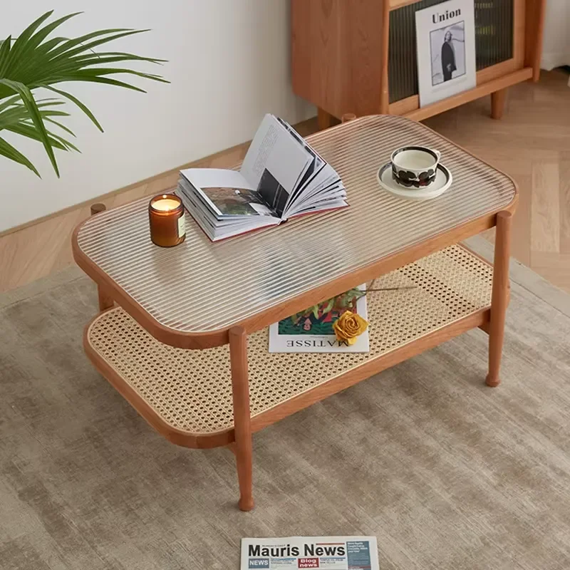 Modern Living Room Glass Rattan Modern Bedside Side End Sofa Bed Side Table
