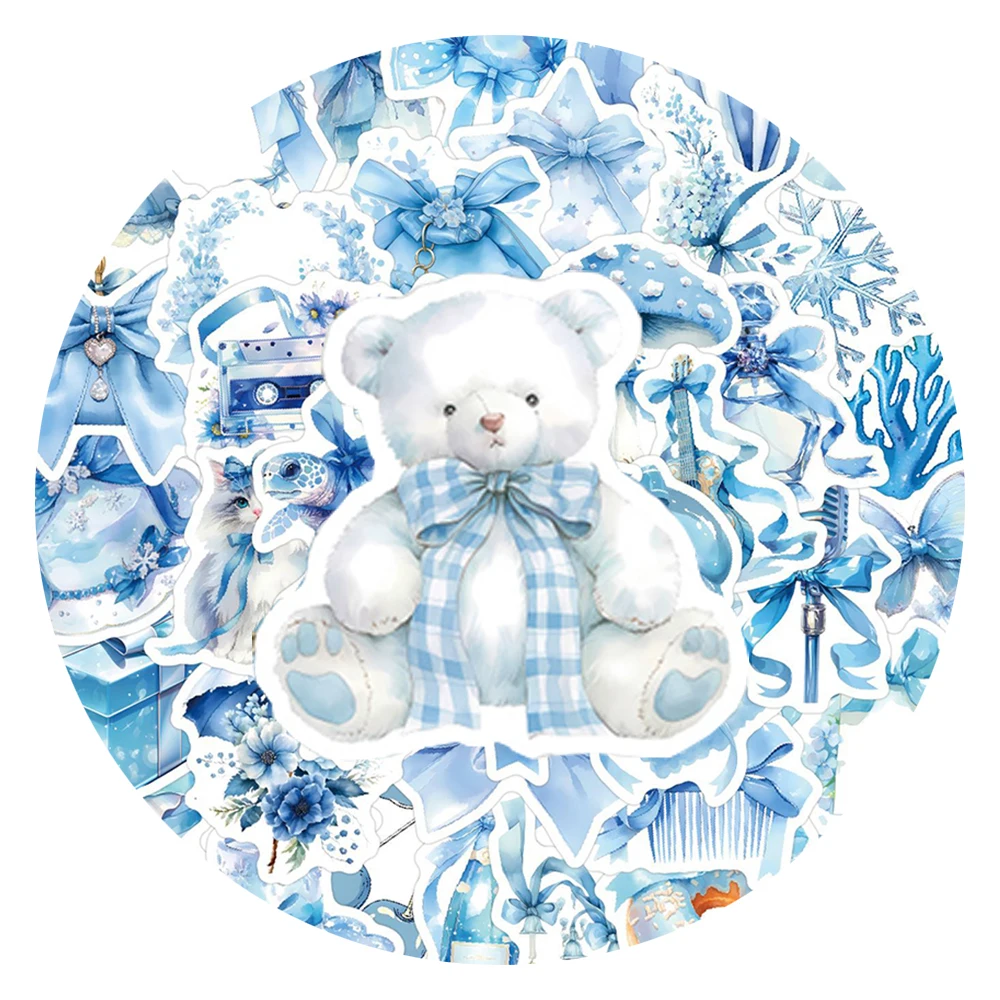 10/30/60pcs INS Style Blue Cute Cartoon Graffiti Stickers Aesthetic DIY Notebook Phone Suitcase Kawaii Decoration Sticker Decals