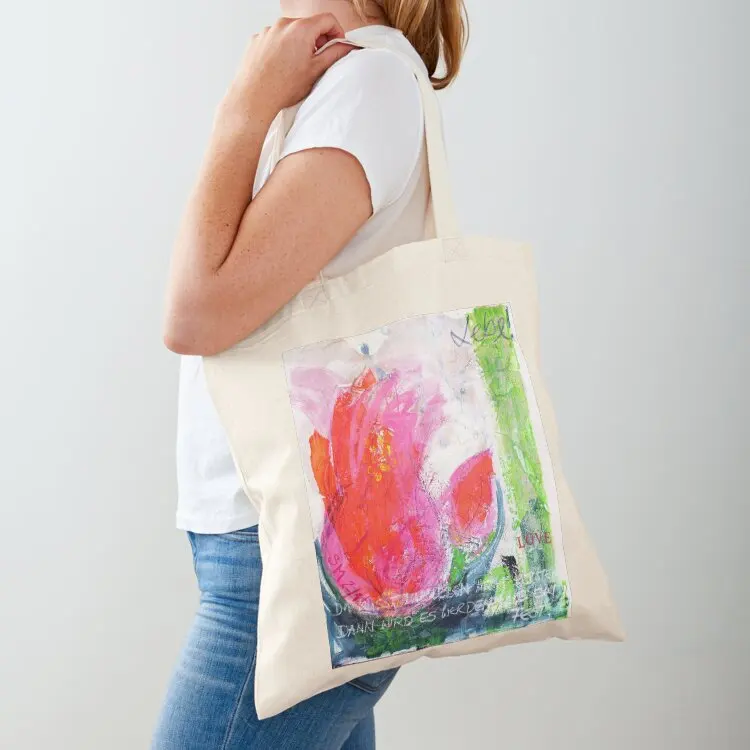 

Frühlingserwachen: orange tulip Tote Bag canvas tote shopping bag logo personalized tote Gift bag