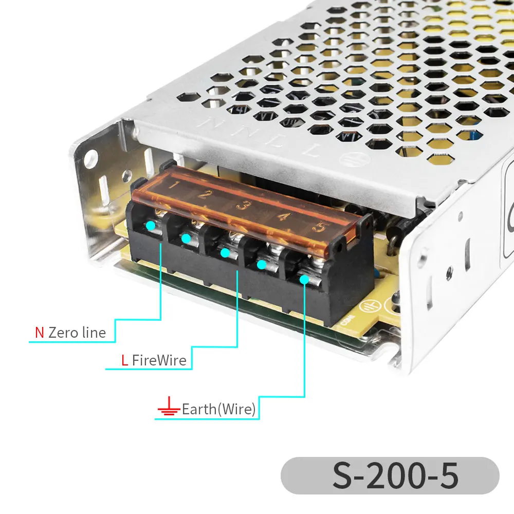 5V 40A/60A LED Light Adapter  AC200-240V to DC5V Transformer 200/300W Led Power Supply Driver For WS2812B WS2813 SK6812 SK9822