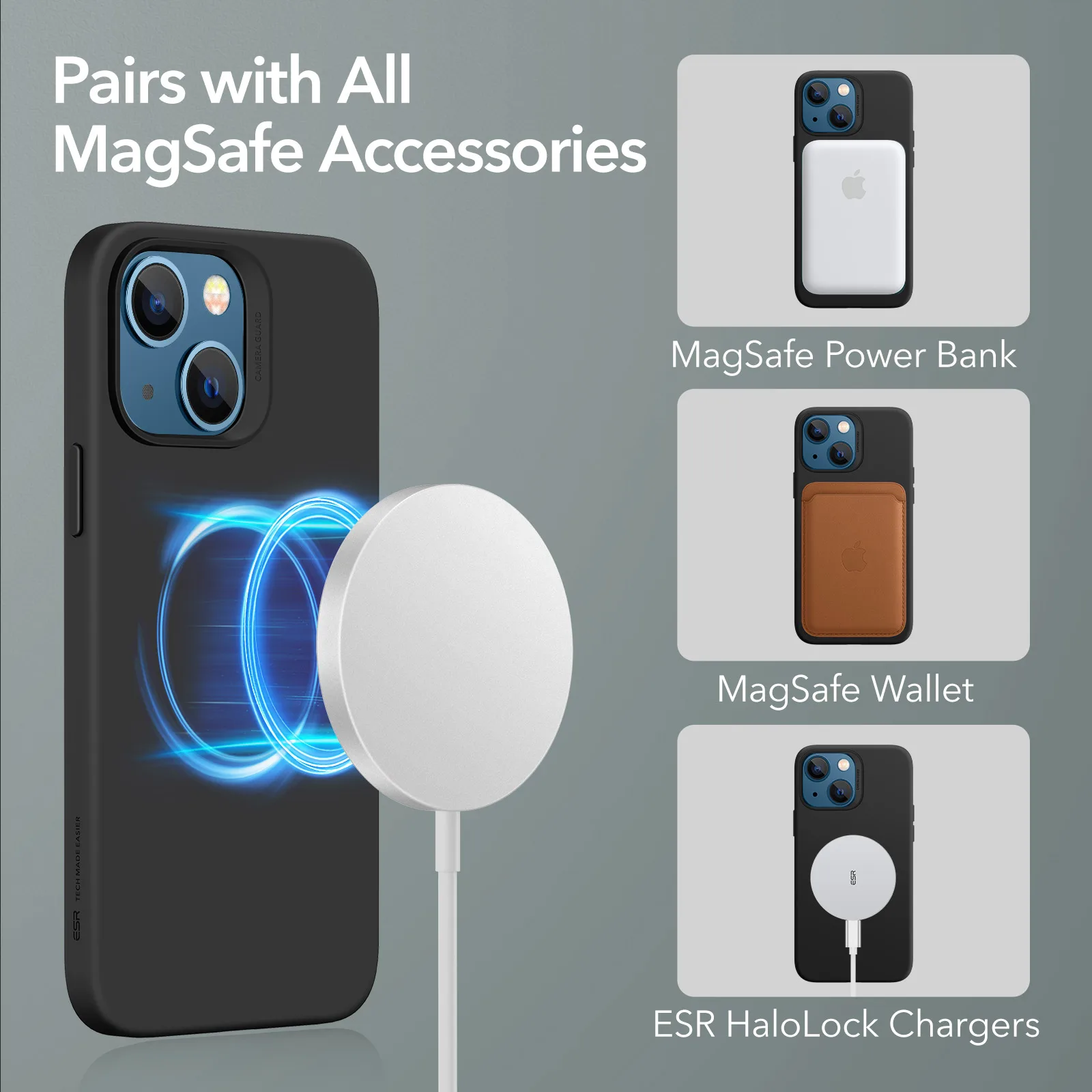 ESR for iPhone 13 Pro Max Liquid Silicone Case for iPhone 13 Cloud Silicone Magnetic Case for 13 Pro Shockproof Protection Cover