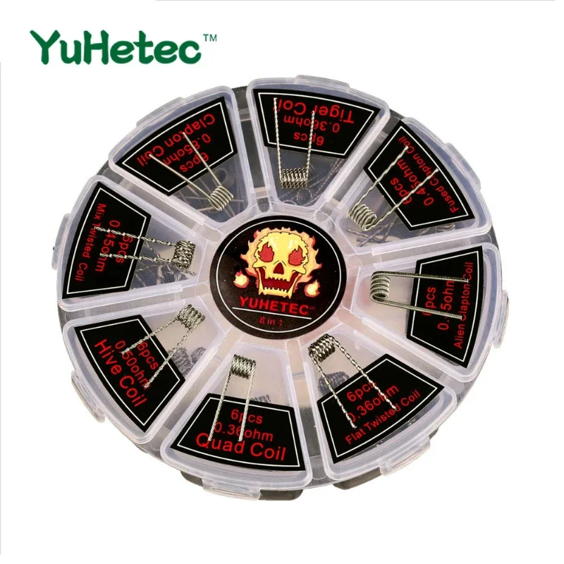 8 em 1 bobina pré-construída com algodão claptonwire bobinas pré-fabricadas demônio ss316 tigre alienígena bobina torcida fundida caber diy rda