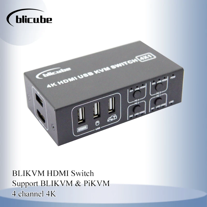 PiKVM BLIKVM HDMI Switch KVM shared laptop four port converter 4 in 1 out USB mouse keyboard display