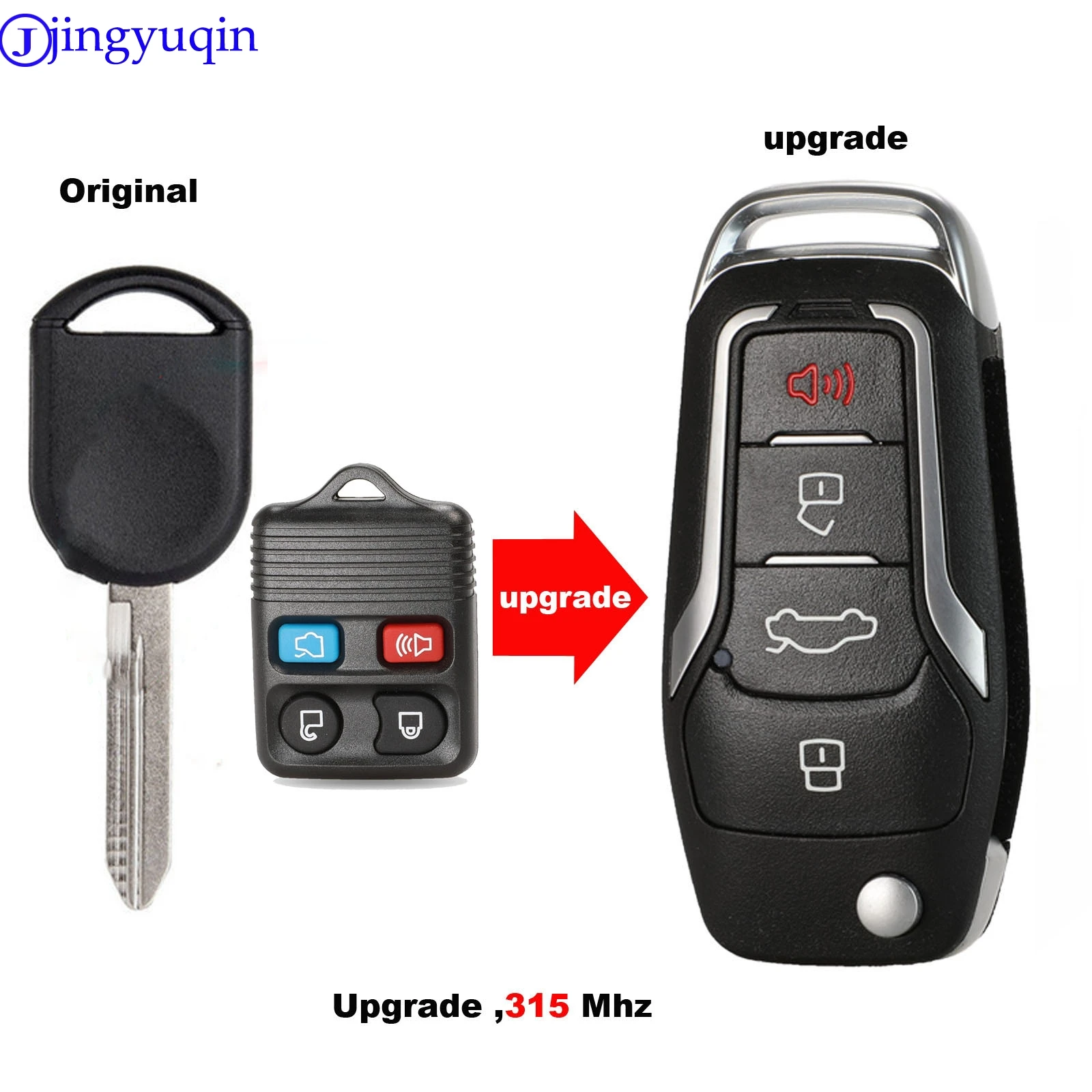 jingyuqin Remote Car Key For Ford /LINCOLN/MERCURY Mustang Escape Excursion Expedition Explorer Focus Freestar Freestyle 315Mhz