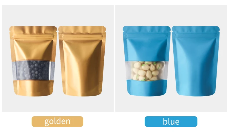 100 matte, selbststehende, sichtbare Fensterbeutel für Lebensmittel, verdickte Aluminiumfolie, Aufbewahrung von Süßigkeiten, Snacks, feuchtigkeitsbeständig, versiegelte Mylar-Beutel, Farbe – Detail 7