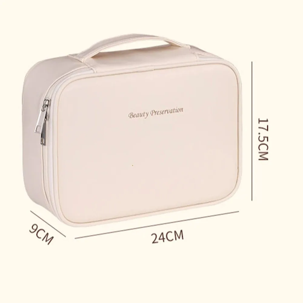 حقيبة مستحضرات التجميل النسائية حقيبة مكياج طبقة مزدوجة سعة كبيرة منظم مستحضرات التجميل الفاخرة أساسيات السفر حقيبة مستحضرات التجميل النسائية #6