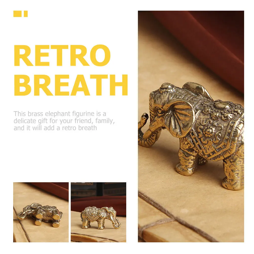 

Vintage Brass Elephant Statue Exquisite Desktop Decor Creative Gift for Home Office 128 Brass Elephant Figurine